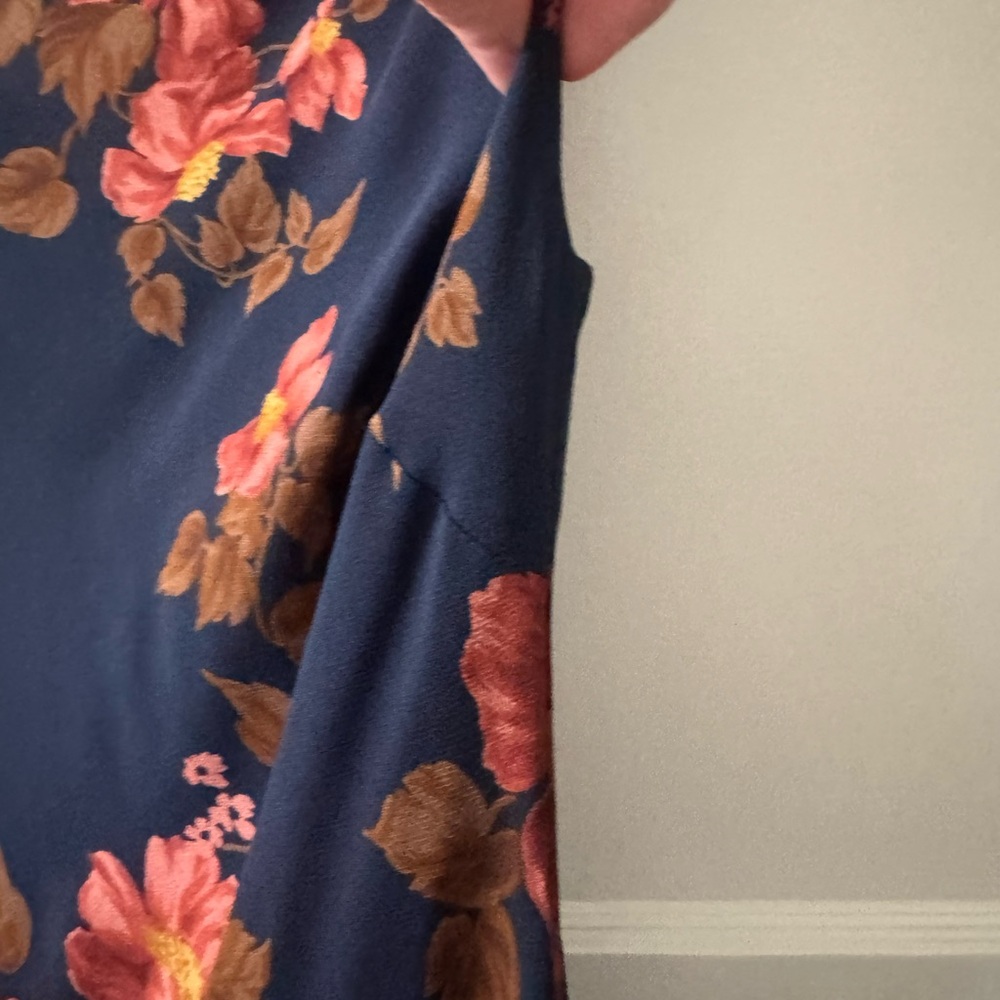 Reformation Navy Maxi Dress with Pink and Brown Floral Print - Picture 4 of 6